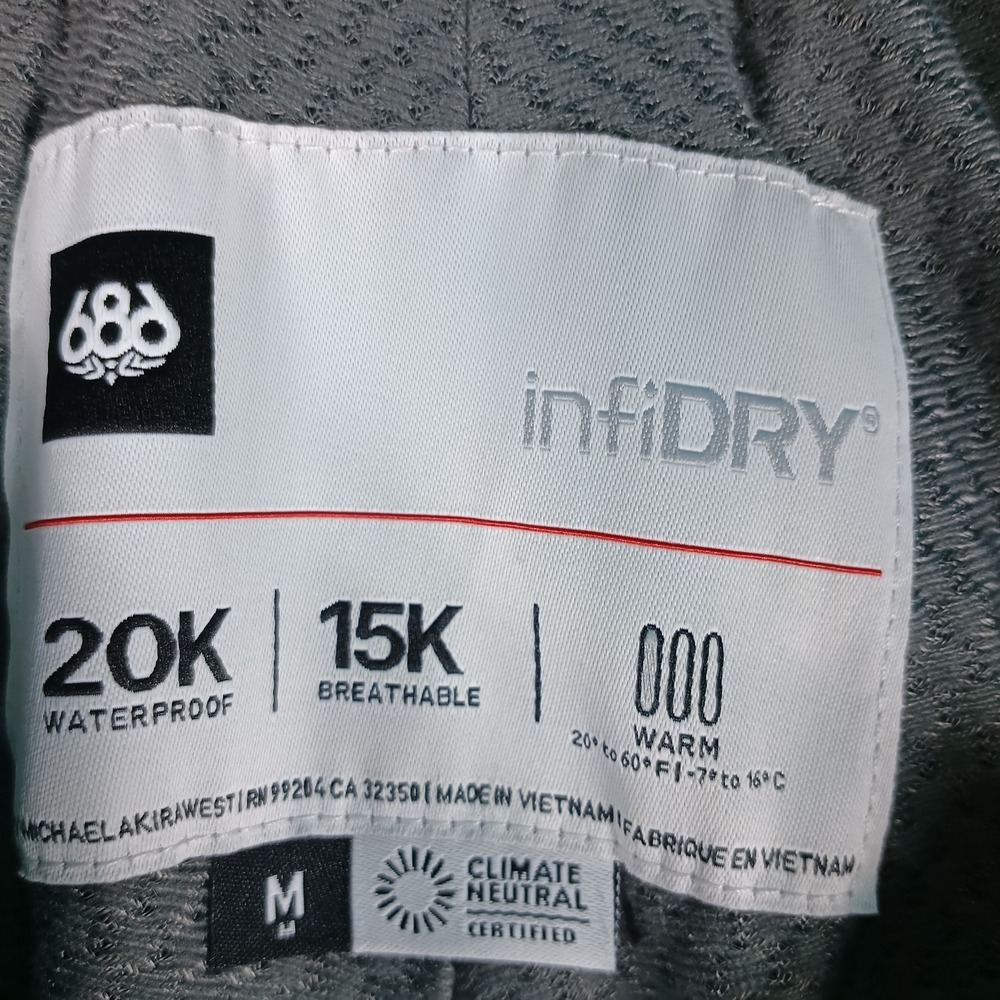 686 Forest Bailey Dojo Snowboard Pants Men Medium Black Denim Baggy 20K 15K - Picture 11 of 13